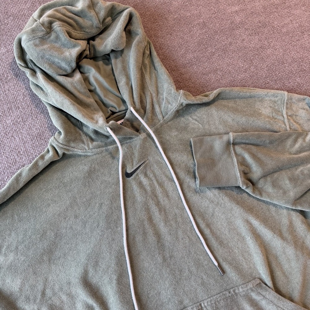 Nike Sportswear Women's Oversized Terry  Pullover Green Hoodie XXL DV7824-386‎